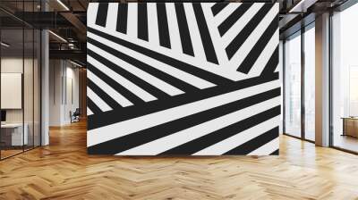 Abstract minimal background with black and white stripes. Vector geometric design Wall mural