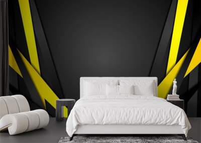 Black and yellow corporate tech vector striped design Wall mural