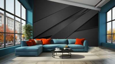 Black stripes tech vector background Wall mural