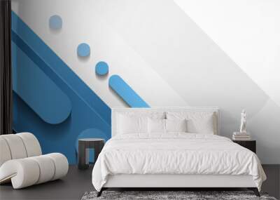 Blue, grey and black geometric abstract banner. Hi-tech vector background Wall mural