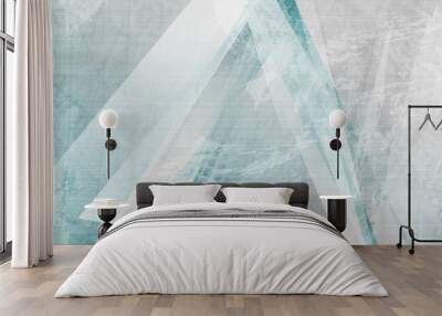 Blue and grey grunge triangles abstract geometric background. Vector minimal design Wall mural