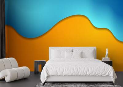 Blue and orange abstract liquid waves corporate background. Vector design Wall mural