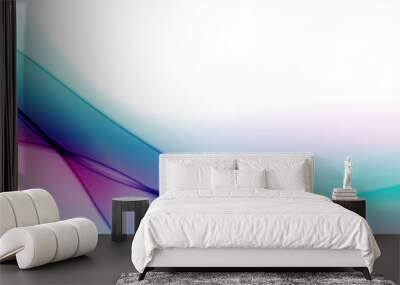 Blue and purple abstract glowing waves on white background. Vector banner design Wall mural