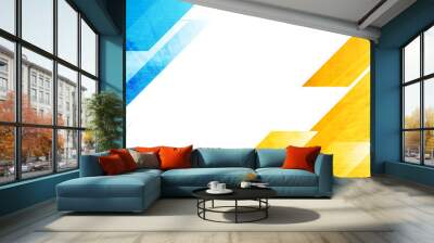 Blue and yellow abstract geometric tech banner with grunge texture. Futuristic vector design Wall mural