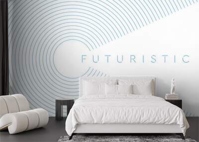 Blue circular lines abstract futuristic technology background. Vector design Wall mural