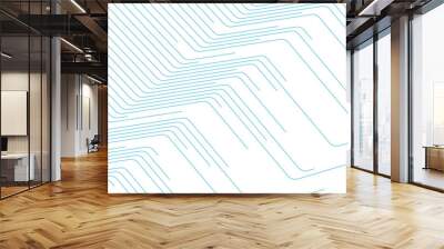 Blue cyan minimal curved lines abstract futuristic tech background. Vector digital design Wall mural