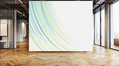 Blue green minimal tech wavy lines abstract futuristic background. Vector digital art design Wall mural