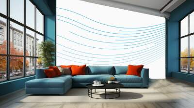 Blue minimal wavy lines abstract futuristic tech background. Vector digital banner design Wall mural