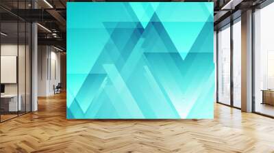 Bright blue geometric tech background with glossy triangles Wall mural