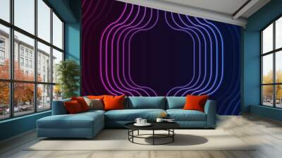 Bright neon glowing retro refracted lines abstract background Wall mural