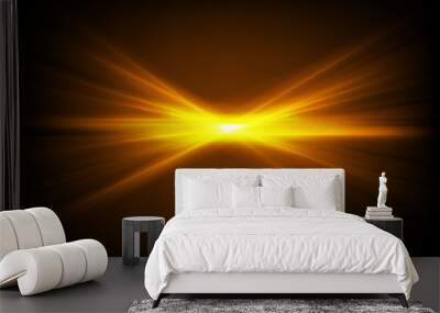 Bright shiny orange glowing laser beams Wall mural