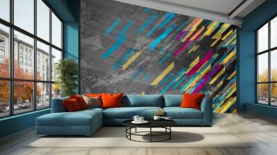 Colorful geometric shapes on abstract grunge corporate background Wall mural