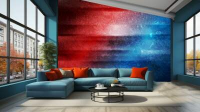 Contrast red and blue smooth grunge stripes abstract background. Vector banner design Wall mural