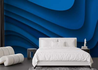 Dark blue paper waves abstract banner design. Elegant wavy vector background Wall mural