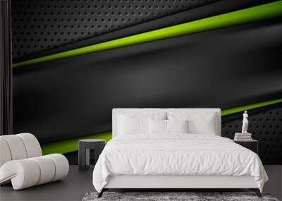 Dark green black tech abstract background Wall mural