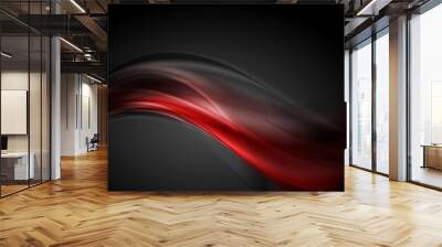 Dark red glow waves background Wall mural