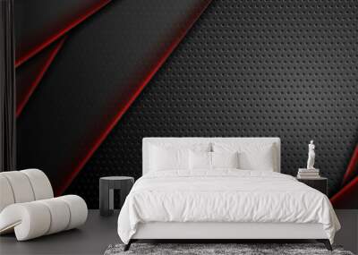 Futuristic technology background with red glowing lines Wall mural