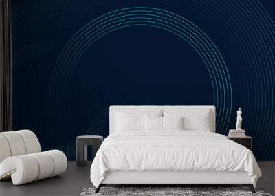 Glowing blue circular lines abstract geometric tech background Wall mural