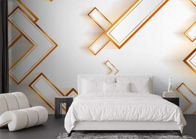 Golden and grey shiny arrows abstract tech background. Geometry vector design Wall mural