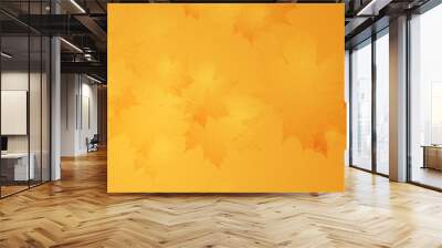 Golden orange minimal autumn background with maple leaves. Vector banner design Wall mural