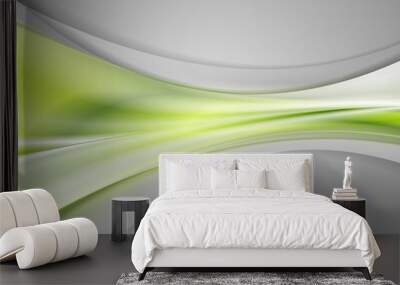 Green and grey abstract smooth blurred waves design Wall mural