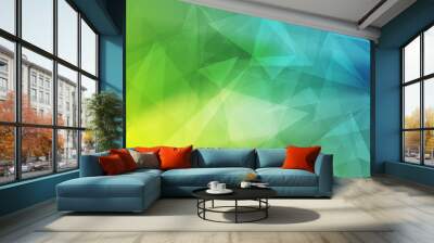 Green blue abstract low poly background Wall mural