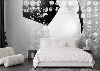 Grey white grunge football background with soccer ball. Vector design Wall mural