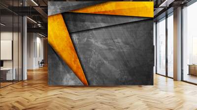 Grunge tech corporate orange and dark grey background Wall mural