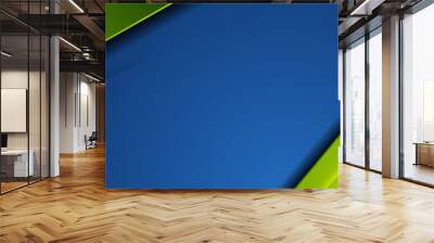 High contrast blue and green glossy stripes. Abstract tech graphic banner design. Vector corporate background Wall mural