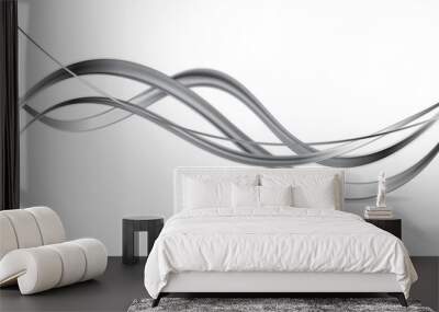 Metallic abstract waves on white background Wall mural