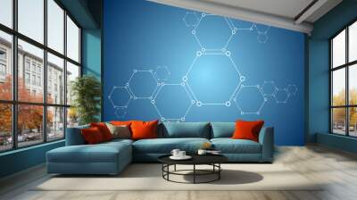 Molecular structure abstract tech bright background Wall mural