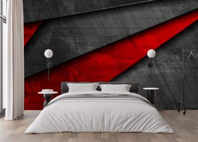 Red and black grunge material banner design Wall mural