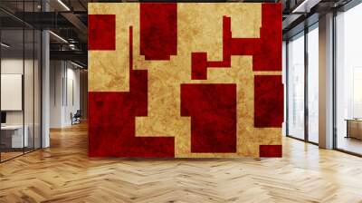 Red and brown geometric shapes abstract grunge background. Vector design Wall mural