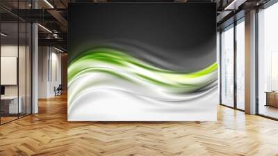 Shiny green vector wave background Wall mural