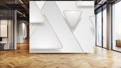 Tech geometric background with abstract golden and grey triangles. Vector banner design Wall mural