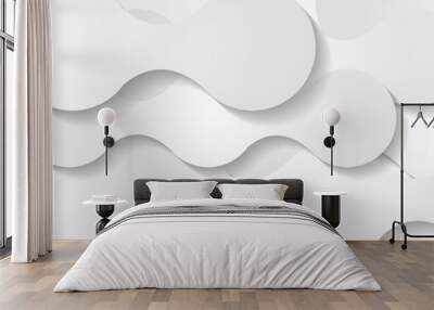 White paper curved shapes abstract geometric background. Technology vector banner design Wall mural