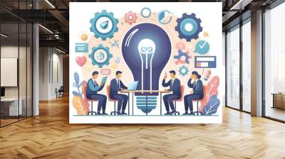 flat design illustration show the importance of team work isolated on white background Wall mural