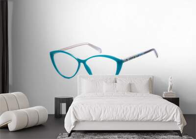 Glasses with transparent glasses in a fashionable frame on an isolated white background Wall mural