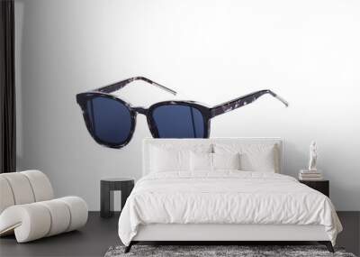 Sunglasses with blue glasses on an isolated white background Wall mural