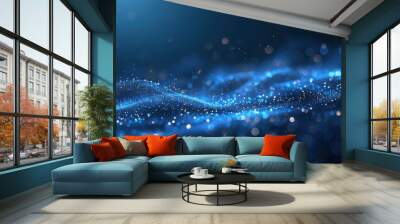 Dark blue and glow particle abstract background.
 Wall mural