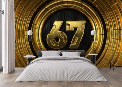 Gold number sixty-seven years celebration Wall mural