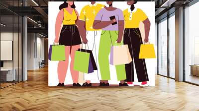 Black people shopping illustration, multicolor vector uses for various purpose Wall mural