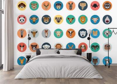 animal flat icon set Wall mural