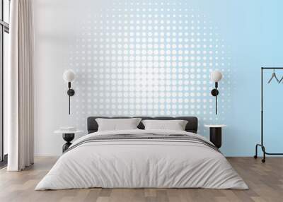 Geometric abstract circles Two Color Background. white and blue halftone dots gradient pattern pop texture grunge dots background. beautiful abstract wallpaper of colorful circles.  Shine, sun rays. Wall mural