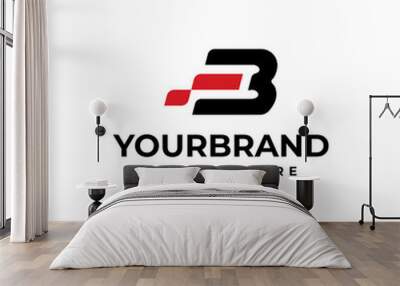 Letter B logo icon design template elements. Racing logo design concept template. Wall mural