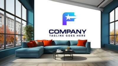 letter f with star logo design concept template Wall mural