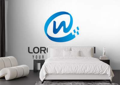 letter W technology logo design concept template Wall mural