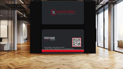 Modern Creative and Clean Business Card Template with red blac kcolor Wall mural