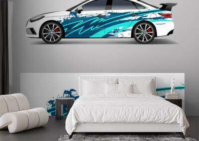 modern stripe for racing car wrap, sticker, and decal design vector. Wall mural