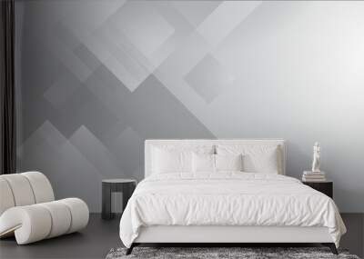 multiple gray paper overlap on the gray background with silver color square pattern on banner with shadow. creative geometric rectangle pattern texture. vector illustration Minimalist, trendy design. Wall mural